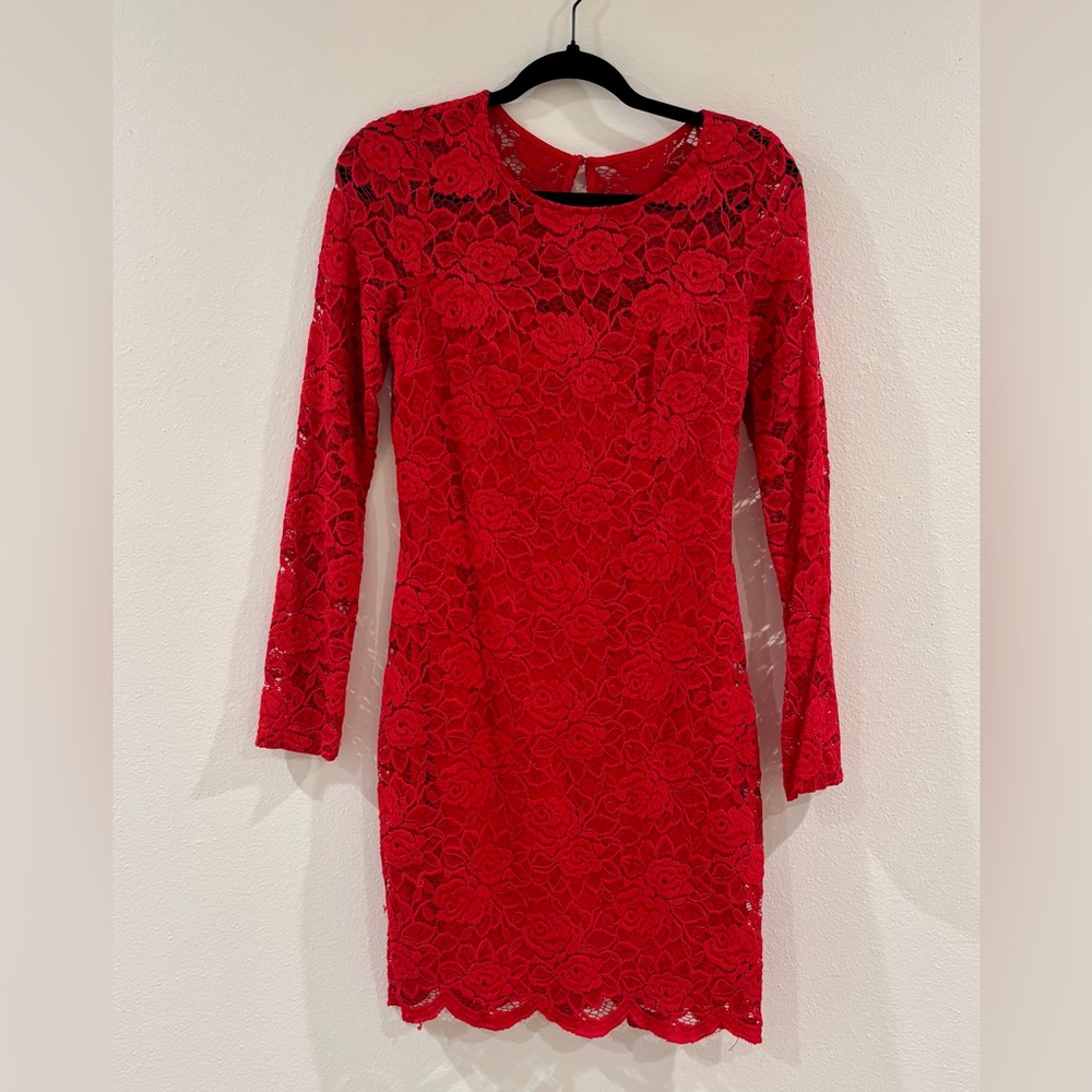 Elegant Red Lace Dress